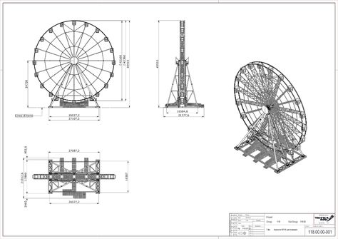 FERRIS WHEEL 45 MT - Technical Park - Amusement Rides and amusement rides for sale Ferris Wheel Drawing, Amusement Park Architecture, Ferris Wheel Sketch, Amusement Park Plan, Amusement Park Map Design, Amusement Park Map, Park Plan, Mechanical Bull, Engineering Works