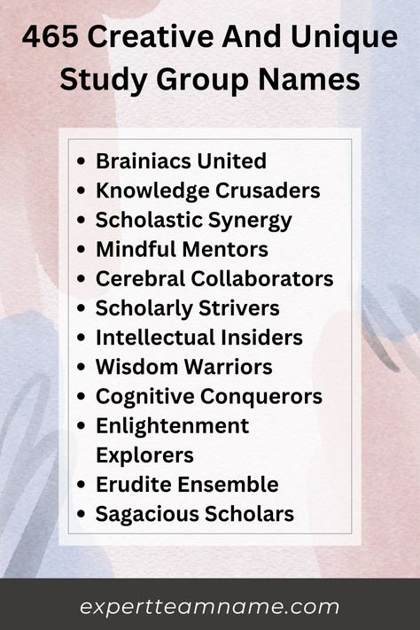Studying can be a drag, but forming a study group is a great way to make it more enjoyable and productive. One of the first fun tasks? Coming up with a catchy name that brings your crew together and captures its spirit. Study Group Name Ideas, Group Names Ideas, Group Names, Catchy Names, Study Group, Bible Study Group, Book Clubs, School Team, Pop Culture References