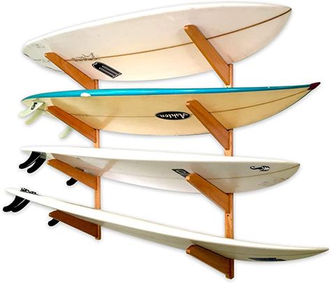 Amazon.com: StoreYourBoard Timber Surfboard Wall Rack, Holds 4 Surfboards, Wood Home Storage Mount System, Natural : Sports & Outdoors Sports Gear Storage, Surfboard Wall Rack, Surfboard Storage, Surfboard Rack, Wood Surfboard, Board Rack, Surfboard Wall, Wood Rack, Wall Rack