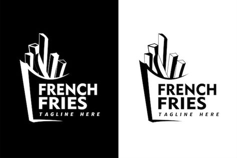 Vector french fries logo design simple t... | Premium Vector #Freepik #vector #fries-logo #fries #fried-potatoes #french-fry French Fries Branding, Fries Logo Ideas, French Fries Vector, French Fries Logo Design, Fries Logo Design, French Fries Logo, Fries Logo, Fries Packaging, Eco Logo Design