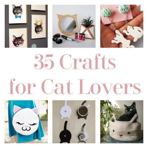 35 Crafts for Cat Lovers Cat Themed Crafts For Adults, Diy Cat Lover Gifts, Diy Cat Gifts, Cat Themed Crafts, Diy Cat Pillow, Cat Crafts For Adults, Angel Ideas, Kat Diy, Chat Diy