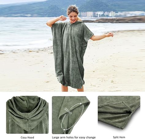 Catalonia Surf Poncho Changing Towel Robe for Adults Men Women, Water Absorbent Wetsuit Change Poncho for Surfing Swimming July 4th, Surfing, Swimming, Men And Women, Sports, Water