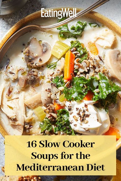 Dash Diet Soup Recipes Crock Pot, Slow Cooker Mediterranean Stew, Vegetable Soup Mediterranean, Slow Cooker Chicken And Chickpea Soup, Best Comfort Soup Recipes, Clean Eating Chicken Noodle Soup, Mediterranean Chicken Noodle Soup, Easy Soup Recipes Slow Cooker, Soup Mediterranean Diet