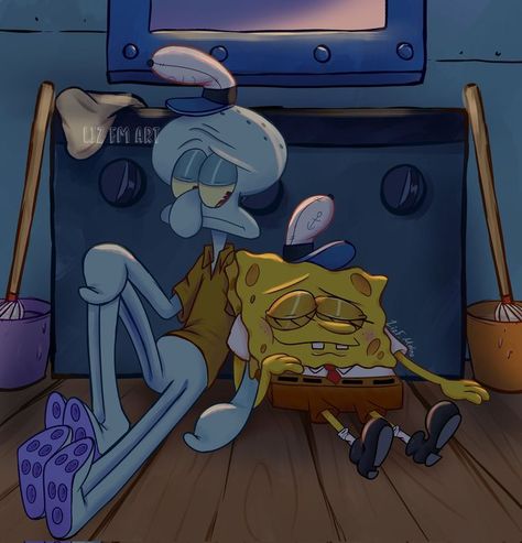 Spongebob And Squidward, Spongebob Shows, Spongebob Funny Pictures, Spongebob Squidward, 30 Day Art Challenge, Spongebob Pics, Cartoon Characters As Humans, Spongebob Cartoon, Spongebob Drawings