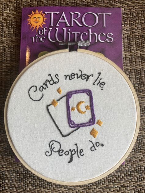 Beginner embroidery tarot card design Embroidery Tarot, Tarot Card Embroidery, Tarot Embroidery, Witch Embroidery, Tarot Card Design, Card Embroidery, Beginner Embroidery, Tarot Card Readers, Embroidery Sampler