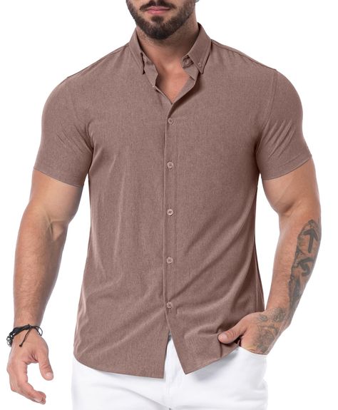 PRICES MAY VARY. PREMIUM FABRIC - Askdeer Men's Button Down Shirt is made of high quality fabric. Feature with cool feeling, lightweight, breathable, wrinkle-free and skin-friendly, which can make you cool and comfortable all day. A must-have men’s summer casual shirt for men's closet in 2024. CLASSY DRESS SHIRTS - Men's casual shirt comes with Classic Turn down Collar, Button Up Closure, Selected Solid Colors & Short Sleeve. Slim Fit & 4-way elastic fabric lets this men's stylish dress shirt wi Men's Closet, Shirt Wrinkles, Men Closet, Men Stylish Dress, Slim Fit Dress Shirts, Men's Muscle, Men's Button Down Shirt, Casual Summer Shirts, Summer Style Casual