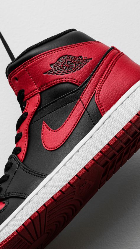 Air Jordan 1 Mid 'Banned' is available online now. Shop Now: https://feature.com/products/air-jordan-1-mid-black-gym-red-white-2020 Black And Burgundy Wedding, Jordan 1 Mid Banned, Dream Shoe, Hipster Mens Fashion, Swag Shoes, Nike Air Jordan 1, Burgundy Wedding, Air Jordan 1 Mid, Jordan 1 Mid