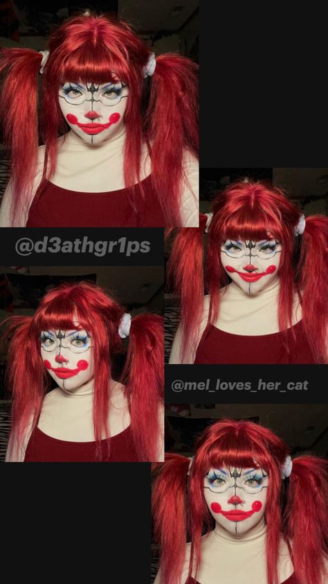 A cute circus baby makeup look. Credits to @mel_loves_her_cat Circus Baby Makeup, Baby Makeup, Fnaf Baby, Character Makeup, Circus Baby, Face Painting, Halloween Makeup, Circus, Love Her