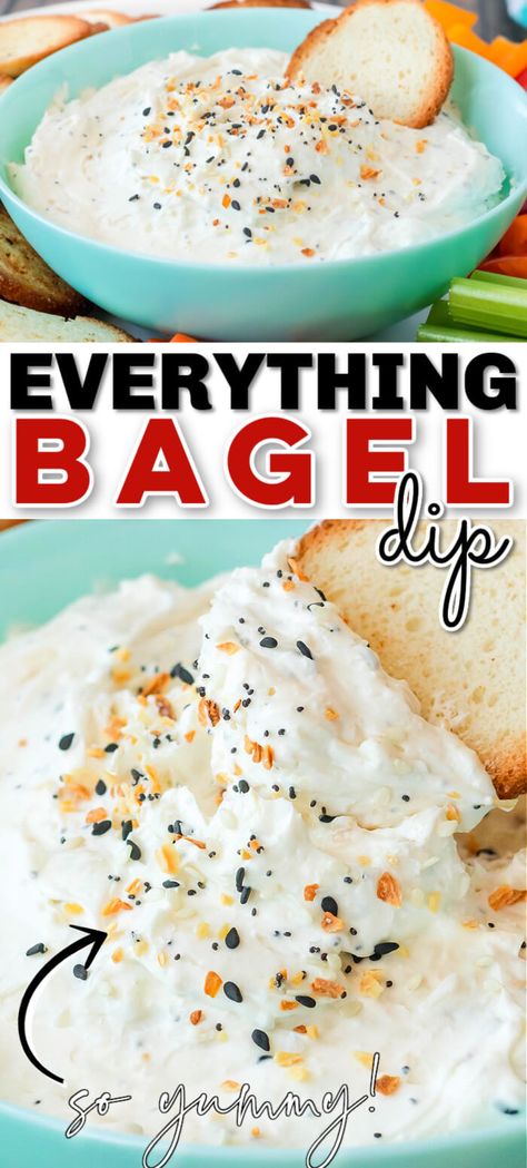 Bagel Dip Recipe, Everything Bagel Dip, Bagel Crisps, Bagel Spread, Bagel Dip, Cream Cheese Recipes Dip, Creamy Spinach Dip, Everything Bagel Seasoning, Bagel Chips