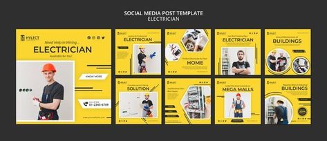 Electrician social media post Free Psd | Free Psd #Freepik #freepsd #business #design #template #social Social Media Photography, Pride Day, Social Media Business, Post Templates, Social Media Template, Free Psd, Lives Matter, Media Post, Business Design