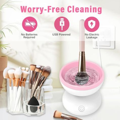 Makeup Brush Cleaner Machine, Electric Makeup Brush Cleaner Automatic Electric Makeup Brush Cleaner】This makeup brush cleaner machine is fully automatic, which can not only completely clean your brushes, but also free your hands, saving you more time, and it has a USB interface, making charging more convenient. 【Efficient Cleaning�】The electric makeup brush cleaner has strong cleaning power, and the high-speed rotating water speed can effectively and comprehensively clean the dirt inside the b... Makeup Brush Cleaner Machine, Electric Makeup, Efficient Cleaning, Makeup Brush Cleaner, Clean Machine, Makeup Brush, Brush Cleaner, High Speed, Makeup Brushes