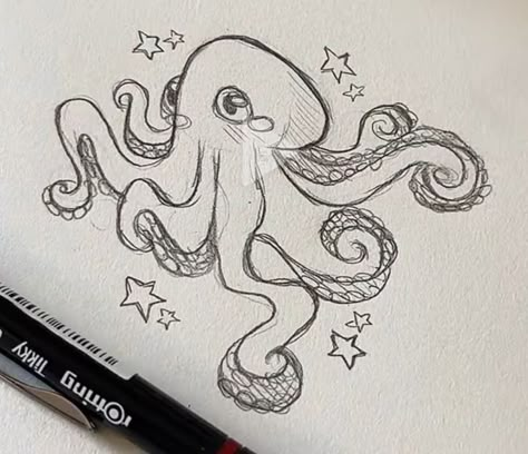 Line Tattoo Ideas, Octopus Drawing, Armband Tattoos, Cute Sketches, Line Tattoo, Next Tattoo, Easy Doodle Art, Cute Doodles Drawings, Arte Sketchbook