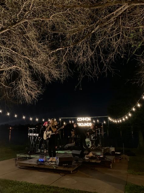 Happy Landing concert in Baton Rouge, LA Backyard Concert Aesthetic, Small Venue Concert Aesthetic, Backyard Concert, Outdoor Live Music Aesthetic, Beatles Rooftop Concert, Live Set, Outdoor Concert, Concert