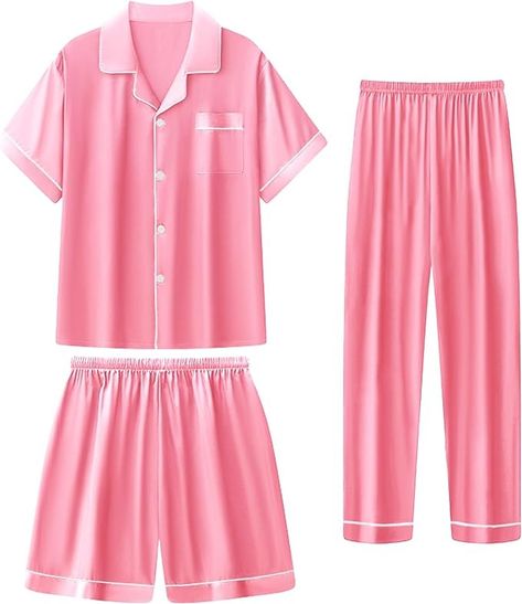 Amazon.com: Medjhotep Girls Silk Pajamas Set 7 Years, Red Satin Pajamas for Girls 8 Years Button-up Nightwear Loungewear 3 Piece，Girls PJS Clothes Set for Little Girl 6-8 Years Red: Clothing, Shoes & Jewelry Pajamas For Girls, Silk Pajamas Set, Silk Pjs, Girls Pjs, Red Clothing, Comfortable Pajamas, Pink Pajamas, Silk Pajama Set, Satin Pyjama Set