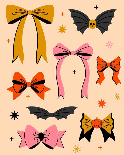 Bats & Bows 🎀 🎃🦇 #scaryandsweet2024 Check out the work from my lovely co-hosts! @roymeister @heatherslettering @jenprocreates @heyalissandra @jessmillerdraws #spookyszn #halloweenartwork #halloweenillustration #spookyart #hairbows #surfacepatterndesign #surfacepatterncommunity #artlicensing #artlicensingdesign #creepycute Bats Art, Candle Painting, October Decorations, Bat Art, Halloween Wallpapers, Halloween Artwork, Whimsical Halloween, Halloween Village, Painted Candles