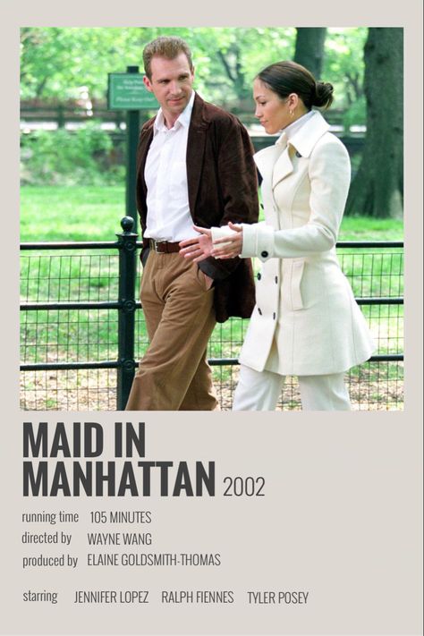 Maid In Manhattan Movie Poster, Maid In Manhattan Movie, Romance Film Poster, Manhattan Movie, Romance Movie Poster, Polaroid Movie Poster, Maid In Manhattan, Romcom Movies, Film Polaroid