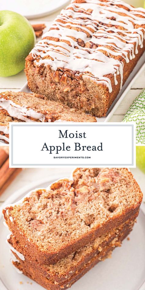 This EASY Apple Bread recipe combines sweet apples with brown sugar and warm spices to create the most decadent and moist quick bread! Apple Bread Recipe Moist, Super Easy Bread, Apple Nachos Recipe, Compound Butter Recipes, Apple Banana Bread, Dessert Trifle, Bread No Knead, Apple Bread Recipe, Caramel Apples Easy