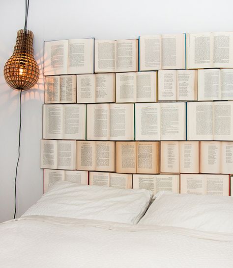 Don’t try this at home! 25 popular Pinterest pins that will end in failure – SheKnows Book Headboard, Cool Headboards, Old Book Art, Creative Headboard, Headboard Projects, Lots Of Books, Head Boards, Diy Headboards, Diy Headboard