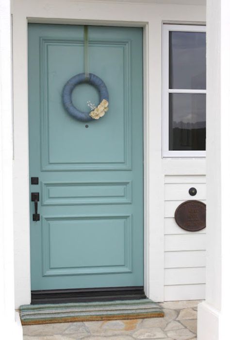 Sherwin Williams Drizzle, Front Door Color, Best Front Door Colors, Best Front Doors, Front Door Paint Colors, Door Colors, Door Paint Colors, Brick Exterior House, Painted Front Doors