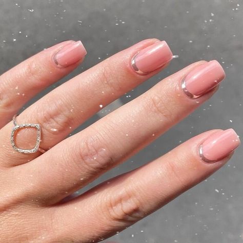 Chrome Reverse French Manicure Reverse Manicure, Chrome French Nails, Reverse French Nails, Reverse French Manicure, Chrome French, Reverse French, French Manicure, French Nails, Nail Inspo