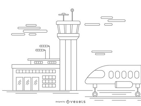 Airport stroke illustration #AD , #AFFILIATE, #affiliate, #illustration, #stroke, #Airport Airport Drawing, Modern Art Diy, Spanish Projects, Control Tower, Business Card Template Psd, Airport Terminal, Air Traffic Control, Airports Terminal, Airport Travel