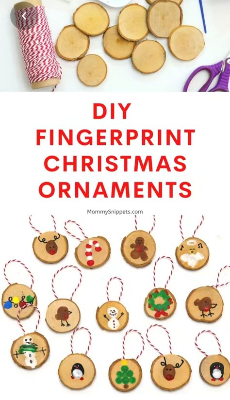 Ornaments With Fingerprints, Fingerprint Wreath Ornament, Thumb Print Christmas Ornament, Thumbprint Christmas Ornaments, Wooden Circle Ornaments Diy Kids, Reindeer Thumbprint Ornament, Finger Print Ornaments For Kids, Finger Print Christmas Craft, Thumbprint Ornaments For Kids