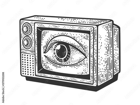 Tv Tattoo, Pop Art Tattoos, Grunge Tattoo, Illustration T Shirt, Tv Design, What To Draw, Eye Tattoo, Pencil Art Drawings, Retro Tv