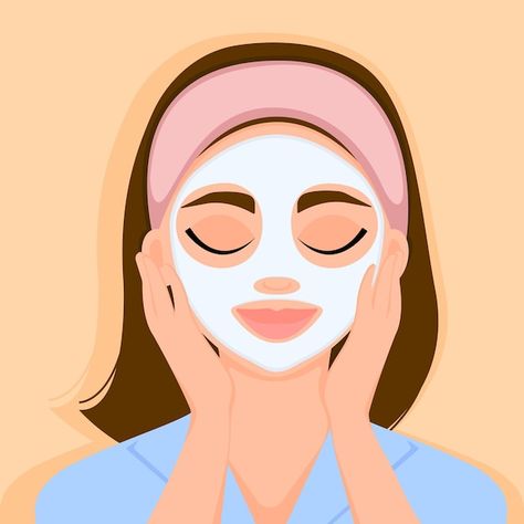 Facial Illustration, Face Mask Illustration, Sking Care, Women Illustration, Face Cleansing, Care Home, Cleansing Face, Woman Illustration, Cityscape Photos