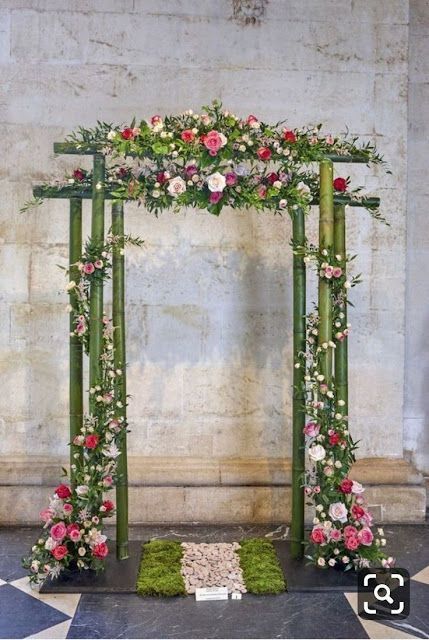 Ceremony Arch: ExtraOrdinary Bamboo Theme | K'Mich Wedding Arbors, Bamboo Decor, Ganpati Decoration Design, Marriage Decoration, Flower Decorations Diy, Wedding Backdrop Decorations, Kraf Diy, Wedding Stage Decorations, Ceremony Arch