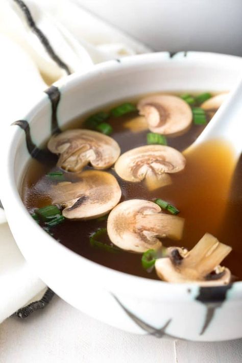 Healthy Japanese Clear Soup Recipe #ASpicyPerspective #hibachi #clearsoup #onionsoup Japanese Clear Soup Easy, Asian Broth Recipe, Japanese Clear Soup Recipe, Japanese Clear Soup, Asian Broth, Teppanyaki Recipe, Hibachi Soup, Japanese Onion Soups, Clear Soup Recipe