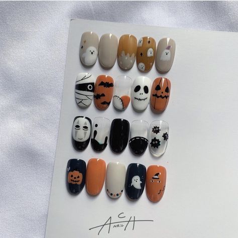 Halloween Nails Acrylic, Halloween Nails Ideas, Ghost Nails, Holloween Nails, Fake Nails Designs, Hello Nails, Cute Halloween Nails, Nails Halloween, Nails Only