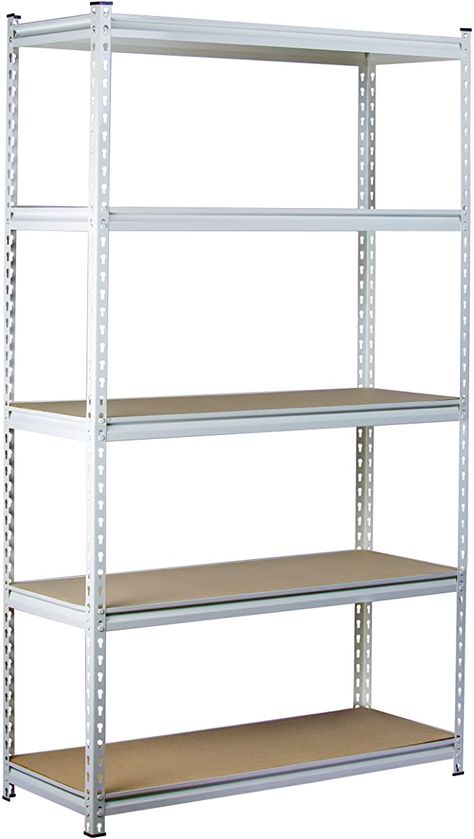 Amazon.com: King’s Rack 5-Tier White Steel Storage Rack Boltless Shelving Tier Height Adjustable 42" W x 16" D x 72" H: Home & Kitchen Workshop Shelves, Steel Workshop, Store Shelves Design, Shelf Units, Steel Storage Rack, Standing Shelf, Storage Shelving, Steel Storage, Steel Racks