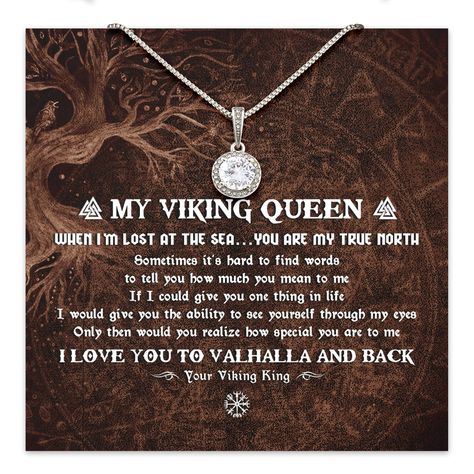 PRICES MAY VARY. Meaningful Norse Viking gifts: The Eternal Hope Necklace features a cushion cut center cubic zirconia that will sparkle with every step. A beautiful representation of togetherness. With sweet words on designed message card, this chain is a priority choice for women's viking jewelry . The best viking gift ideas: The center crystal is adorned with equally brilliant CZ crystals, ensuring a stunning look every wear.This stunning piece comes inside a gift box with a classy message ca Viking Ancestry, Norse Wedding, Elemental Witch, Women Viking, Viking Gifts, Viking Aesthetic, Witch Bottles, Vikings Gifts, Nordic Vikings