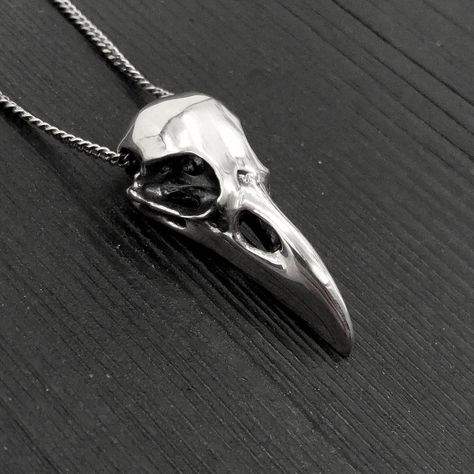 Raven Skull Charm Pendant Necklace Solid 925 Sterling Silver Polished Finish Unisex Crow Bird Jewelry Gift - Etsy Australia Raven Skull Necklace, Skull Designs, Crow Bird, Raven Skull, Skull Necklace, Skull Pendant, Bird Jewelry, Charm Pendant Necklace, Nature Inspired Jewelry