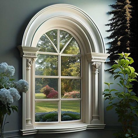 Outdoor Window Trim, Corner Fireplace Decor, Modern Windows And Doors, European Windows, Victorian Windows, House Window Design, Wrought Iron Stairs, Window Trim Exterior, Wooden Door Design