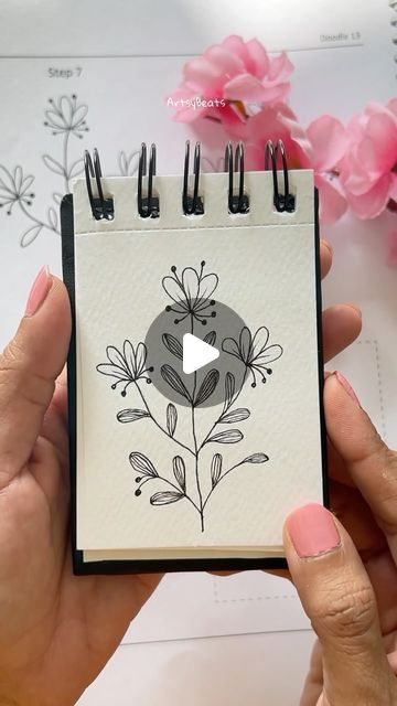 Flower Doodles | Mandala | Zen art✨ on Instagram: "Try this 👆🏻✨Step by step doodle worksheet available 🌸 Link in bio 🔗 . Recreate and tag @artsybeats with #createwithartsybeats to get featured ✨ . . #floralinspiration #reelsofart #artoninsta #instaartexplorer #exploreart #reelstagram #floralart #flowerdrawing #bujoinspo #colormehappy #colorfulartwork #showmeyourflorals #floralvibes #sketchbookpage #watercolouring #watercolorflowers #peacefulart #artlessons #stepbystepart #flowerdoodle #showmeyourflorals #createwithartsybeats" Zentangle Flowers Step By Step Simple, Flower Garden Doodle, Drawing Flowers Doodles, Posca Designs, Doodle Flowers Simple, Drawing Ideas Easy Flowers, Zentangle Flower Doodles, Zentangle Flowers Step By Step, Simple Flower Drawing Easy