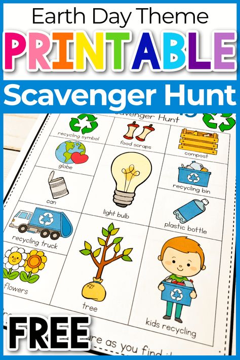 Earth Day For Kids, Printable Scavenger Hunt For Kids, Earth Day Lessons, Earth Day Scavenger Hunt, Earth Day Theme, Printable Scavenger Hunt, Earth Activities, Nature Scavenger Hunt, Free Educational Printables