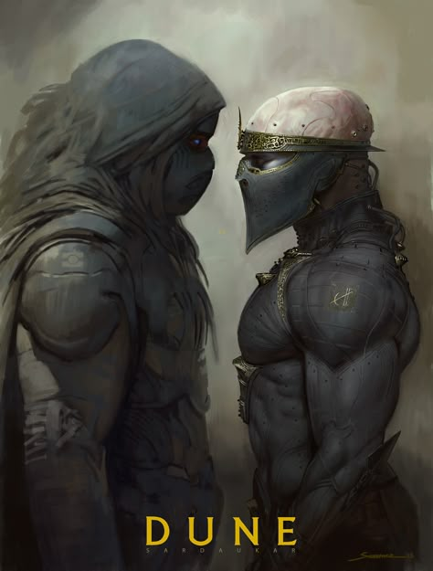 Dune Fremen Art, Fremen Dune Aesthetic, Sci Fi Concept Art Character Design, Sci Fi Fantasy Aesthetic, Dune Concept Art, Dune Novel, Dune Characters, Idoneth Deepkin, Dune Illustration