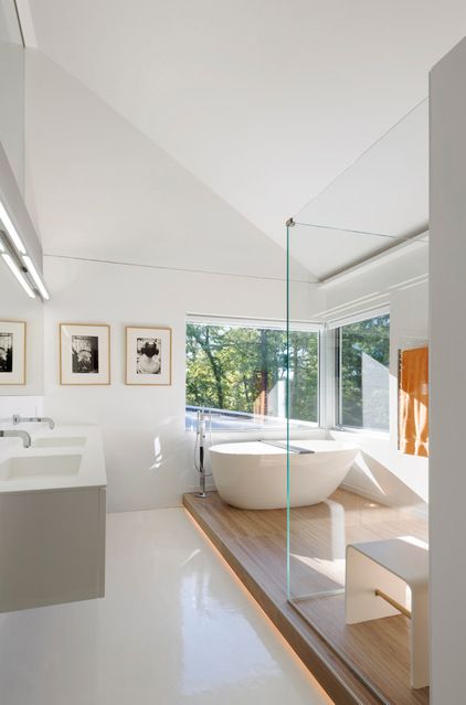 Borrowed Light, Home Nyc, Bathroom Ensuite, Serene Bathroom, Small Space Bathroom, Design Workshop, Interior Windows, Glass Walls, Grey Tiles