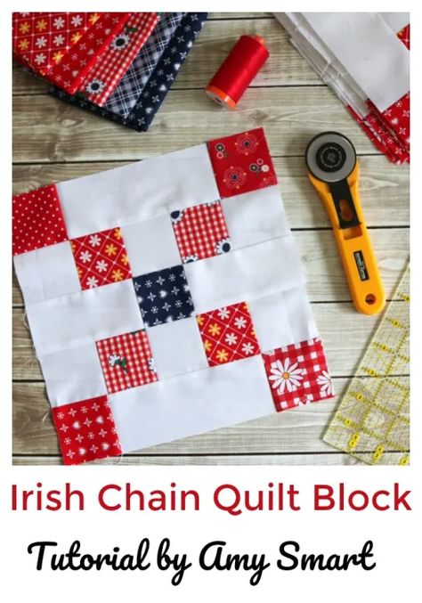 Irish Chain block tutorial | Diary of a Quilter - a quilt blog Irish Quilt Patterns, Double Irish Chain Quilt, Irish Chain Quilt Pattern, Irish Quilt, Diary Of A Quilter, Amy Smart, Irish Chain Quilt, Meet The Maker, Red And White Quilts