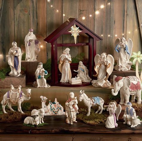 Nativity Sets Display, Christmas Nativity Scene Display, Ceramic Nativity Set, Nativity Scene Display, Christ Centered Christmas, Christmas Nativity Set, Nativity Sets, Christmas Tradition, Holiday Display