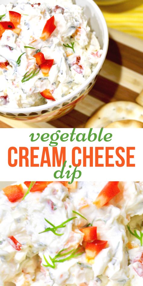 Vegetable Cream Cheese Recipe, Cream Cheese Veggie Dip, Knorr Vegetable Dip, Garden Vegetable Cream Cheese, Vegetable Cream Cheese, Veggie Dip Recipe, Cream Cheese Spread Recipes, Cheese Spread Recipes, Cream Cheese Recipes Dip