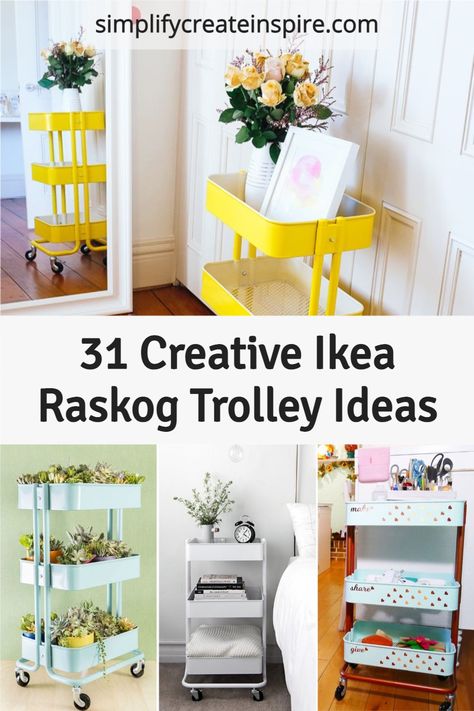 Ikea Cart Topper Diy, Ikea Trolley Hack, Ikea 3 Tier Cart, Ikea Raskog Cart Ideas, Ikea Trolley Ideas, Ikea Cart Ideas, Raskog Cart Ideas, Rolling Cart Ideas, Storage Cart Ideas