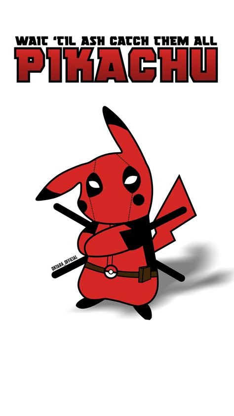 Pikachu x Deadpool Deadpool Stickers, Pen Vector, Deadpool Pikachu, Pikachu Drawing, Pokemon Fan Art, Shangri La, Flat Vector, Skull Tshirt, Pokemon Fan