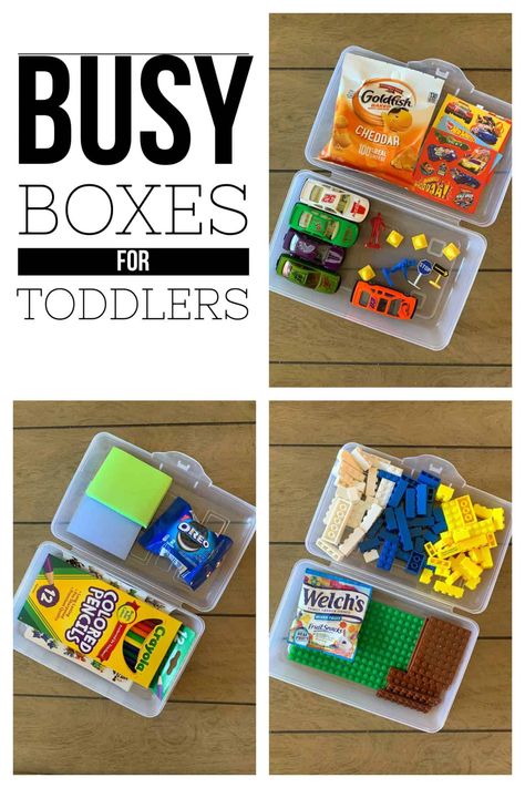 Busy Boxes for Toddlers Quiet Box Ideas For Preschoolers, Travel Busy Bags For Toddlers, Quiet Boxes For Toddlers, Busy Baskets For Toddlers, Quiet Bins For Toddlers, Busy Boxes For Older Kids, Morning Boxes Toddler, Kindergarten Busy Boxes, Activity Boxes For Toddlers