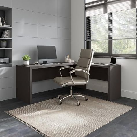 Bush Business Furniture Echo L Shaped Computer Desk, 72W, Charcoal Maple Computer Reference, Office Desk With Hutch, L Shaped Computer Desk, L Shaped Office Desk, Desk With Hutch, Computer Desk With Hutch, Desks For Small Spaces, Modern Office Desk, Mobile File Cabinet