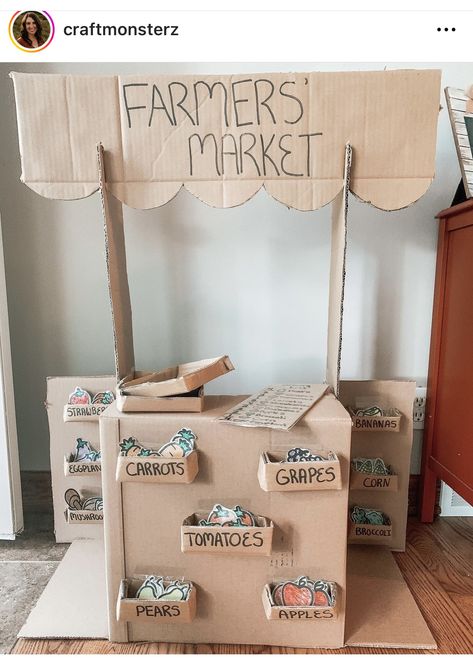 Diy Farmers Market, Race Finish Line, Dramatic Play Diy, Cardboard City, Kids Activities At Home, Dramatic Play Preschool, Baby Activities, Blue Food Coloring, Stuck Inside