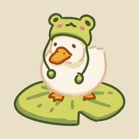 Frog Hat Drawing, Twitch Pfp, Frog Pfp, Frog Hat, Duck Drawing, Hat Art, Funny Tshirt Design, Cute Animal Drawings Kawaii, Custom Ideas