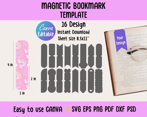 Diy Corner Bookmarks, Magnetic Bookmark Tutorial, Cricut Bookmarks, Free Magnetic Bookmark Svg, Magnetic Bookmark Template, Magnetic Book Marks, Leather Magnetic Bookmark, Magnetic Bookmark Packaging, Bookmark Template