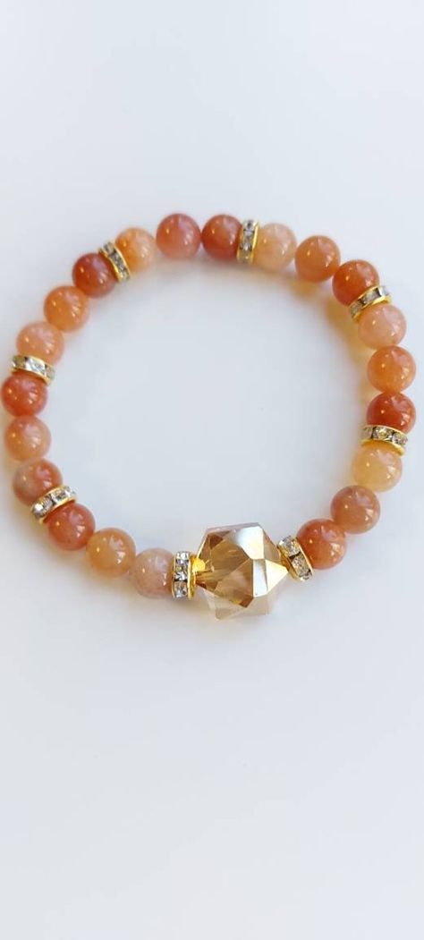 Orange Gemstones, Boho Orange, Semi Precious Stone Bracelet, Orange Jewelry, Bracelet For Her, Chunky Bead Necklaces, Jade Gemstone, Beads Bracelet Design, Handmade Jewelry Gift